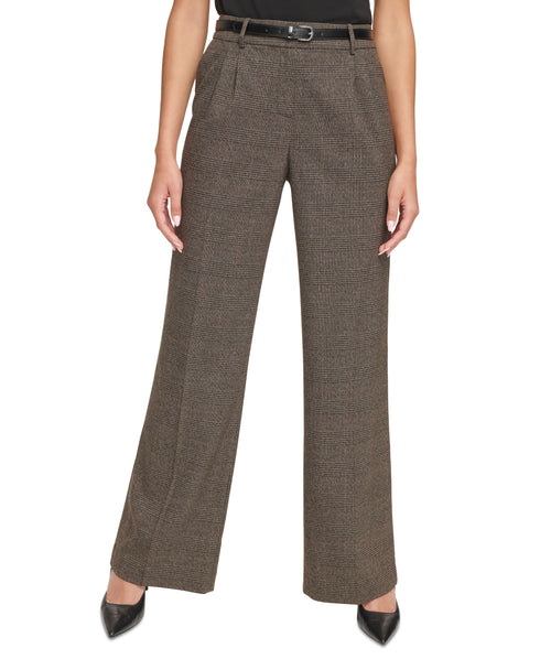 Women's Notch-Lapel Single-Button Jacket & Belted High-Rise Wide-Leg Pants